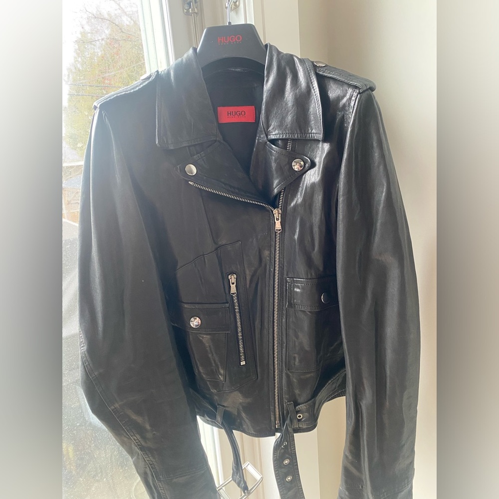Authentic Black Hugo Boss Leather Jacket